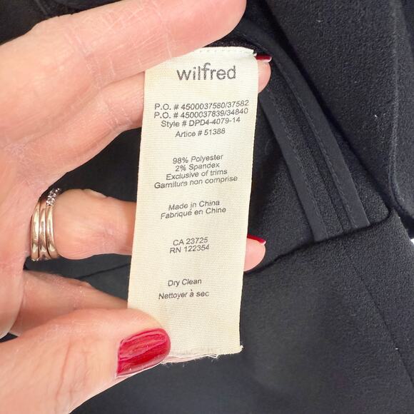 Wilfred Aritzia Chevalier Open Front 3/4 Sleeve Blazer Crepe Black Women's 6 - Picture 10 of 15